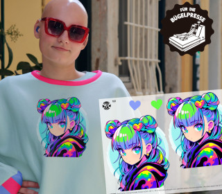 Onkel Bo's Bügelbilder - DIN A4 - Cool Girl - Flieder/Blau