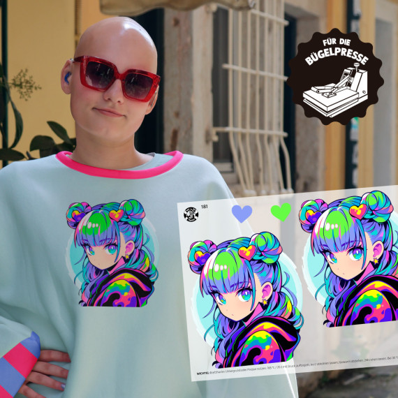 Onkel Bo's Bügelbilder - DIN A4 - Cool Girl - Flieder/Blau