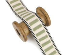 1 Meter Weiches Gurtband - 38mm - Streifen - Lichtgrün/Warmweiß