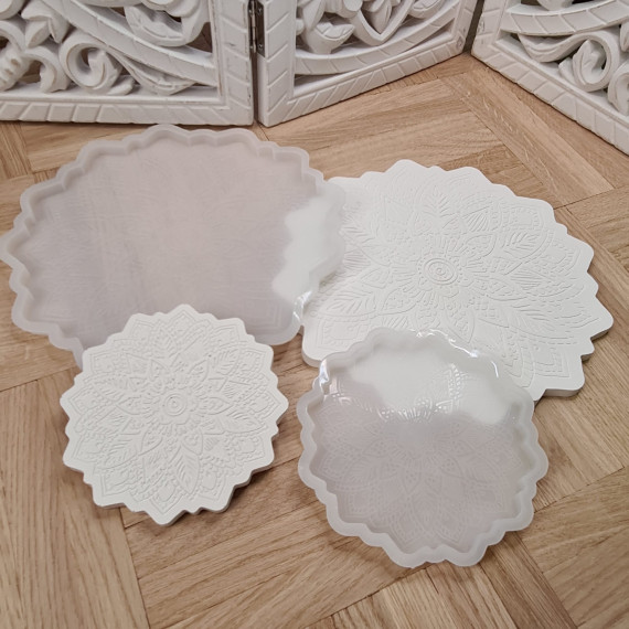 Silikon - Gießform - Untersetzer - Dekoteller - Mandala Blüte - Groß - vielfältig nutzbar