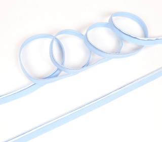 1 Meter elastisches Paspelband/Biesenband - Matt mit Glanzkante - Hellblau