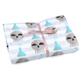 2,2m Zuschnitt - Jersey - Bio Qualität - Skull Laboratory - Halloween - Flanell-Optik - Streifen - Grau