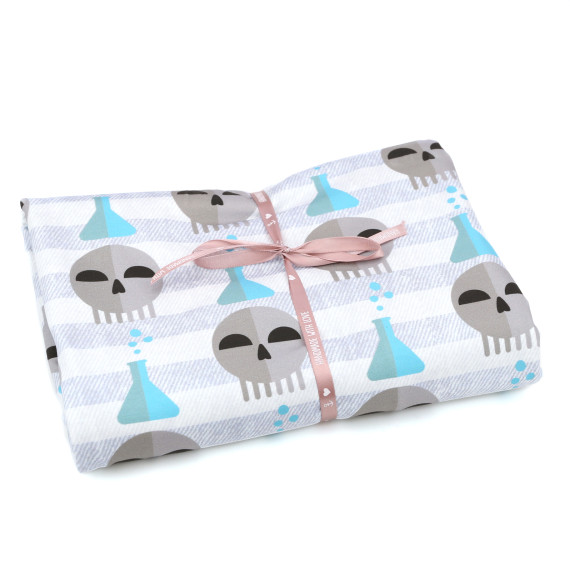 2,2m Zuschnitt - Jersey - Bio Qualität - Skull Laboratory - Halloween - Flanell-Optik - Streifen - Grau