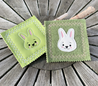 MugRug Hase ITH Stickdatei 10x10 Tassenteppich Untersetzer Becheruntersetzer