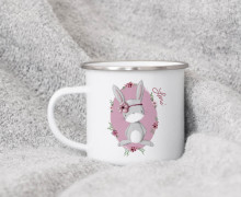 Emaille Becher - Boho Hase Leni - Stickherz