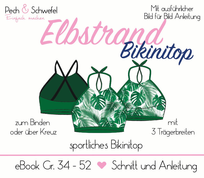 Ebook „Elbstrand“ Bikinitop Damen Gr. 34 – 52 in A4 (Einzelgrößenschnitt) von Pech und Schwefel