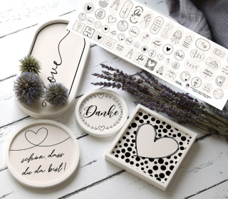 Outdoorstoff - Black & White Wedding - Inlays für Silikon - Probierset - Frida Kreativ - abby and amy