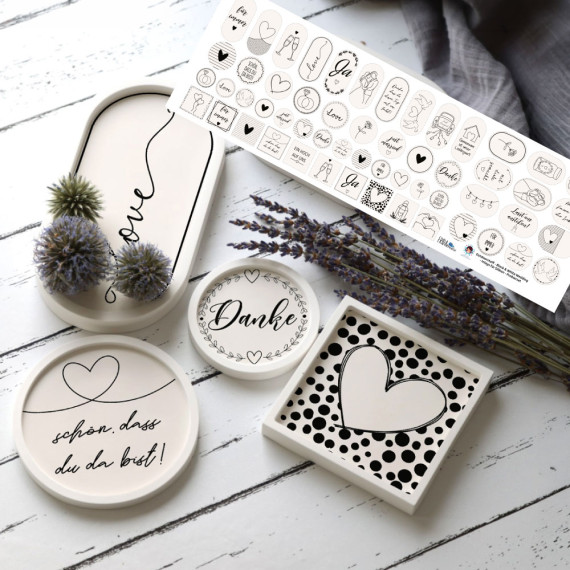 Outdoorstoff - Black & White Wedding - Inlays für Silikon - Probierset - Frida Kreativ - abby and amy