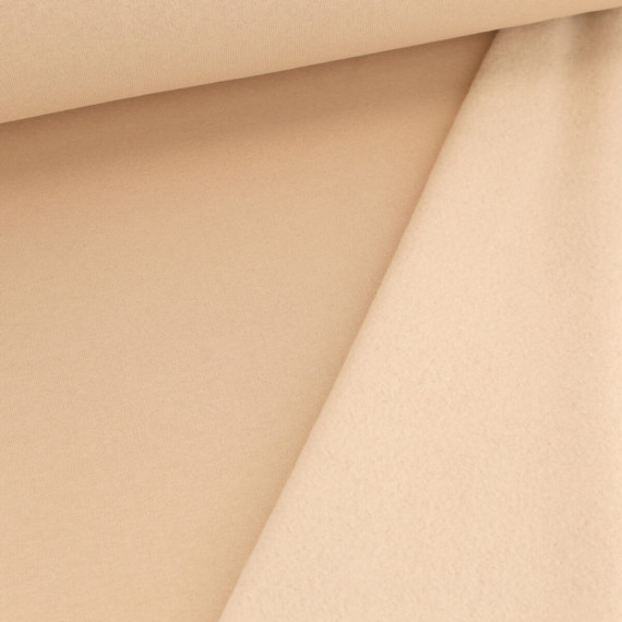 Kuschelsweat Light - Uni - Puderbeige - Sweat Angeraut