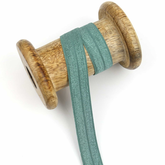 1m elastisches Schrägband  - Uni - 15mm - Altgrün
