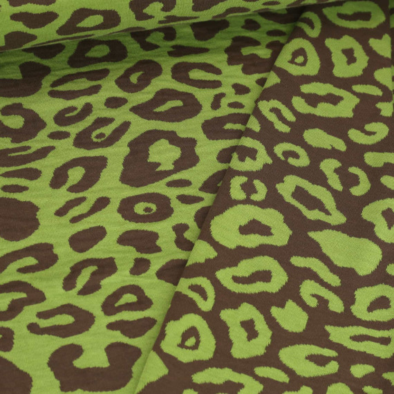 Bio-Jacquard - 2 Farb Spezial Jacquard Jersey - Safari Doubleface - Western Fairy Tales - Hamburger Liebe - Maigrün/Taupe