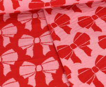Bio-Jacquard - 2 Farb Spezial Jacquard Jersey - Bow Doubleface - Beetles & Bugs - Hamburger Liebe - Rosa/Dunkelrot
