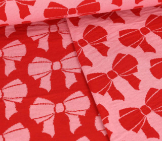 Bio-Jacquard - 2 Farb Spezial Jacquard Jersey - Bow Doubleface - Beetles & Bugs - Hamburger Liebe - Rosa/Dunkelrot
