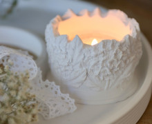 Silikon - Gießform - Kleine Schale mit Blumen und Blätterdeko - vielfältig nutzbar