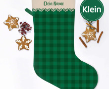 DIY-Nähset - Nikolaussocke - KLEIN - Softshell - Vichy-Karo - Grün
