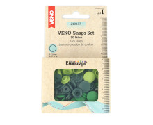 30 Nähfrei Druckknöpfe - Snaps Set - Rund - 12,4mm - veno - Dunkelgrün, Hellgrün/Grün