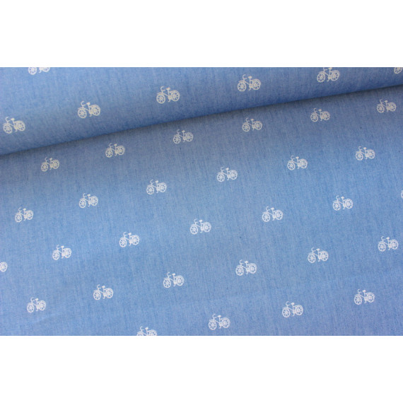 Jeansstoff - Fahrräder - Hellblau