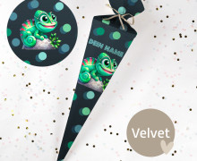 DIY-Nähset Schultüte - Chamäleon - Velvet - zum selber Nähen