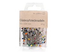 1 Dose Glaskopfstecknadeln - 30x0,65mm - 10g - Silber