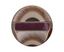 1 Polyesterknopf - Rund - 18mm - Öse - Erhaben - Muster - Braun/Weinrot