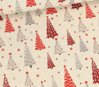 Half Panama - Baumwolle - Weihnachten - Tannenbäume - Natur