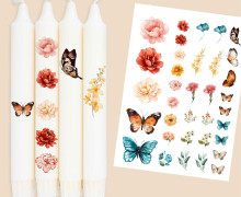 DIN A4 - Kerzen-Tattoofolie - Blumengruß - für Kerzen / Keramik