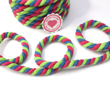  1m Kordel - Hoodiekordel - Gedreht - Multi - 12mm - Grün/Pink