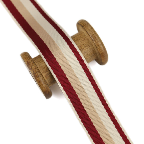 1 Meter Gurtband - 38mm - Streifen - Sand/Bordeaux
