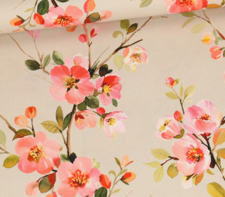 Canvas - Feste Baumwolle - Kleine Blüten - Beige