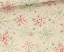 Half Panama Premium - Baumwolle - Leinenoptik - Weihnachtssterne - Creme Meliert