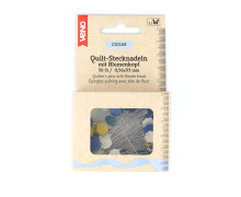 Quilt-Stecknadeln - Kunststoff-Kopf - Blumenkopf - 50 Stück - veno - Silber/Bunt