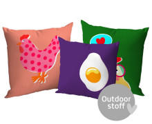 Kissenstoff - DIY - Kissen-Set - Hühnerliebe - EiEiEi - ela ideen - Outdoorstoff - abby and amy