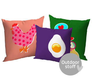 Kissenstoff - DIY - Kissen-Set - Hühnerliebe - EiEiEi - ela ideen - Outdoorstoff - abby and amy