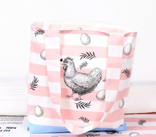 DIY-NÄHSET - Motivbeutel - Shopper - Hühnerliebe - Huhn - Rosa Streifen - abby and me