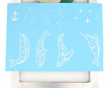 Schablone - Wale & Sternbilder - A4 - selbstklebend & wiederverwendbar - für Siebdruck