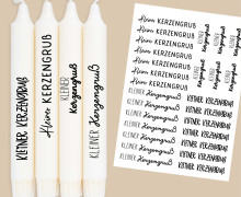 DIN A4 - Tattoofolie - Kleiner Kerzengruß - Verschiedene Schriftarten - für Kerzen / Keramik