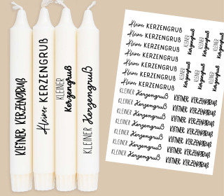 DIN A4 - Kerzen-Tattoofolie - Kleiner Kerzengruß - Verschiedene Schriftarten - für Kerzen / Keramik