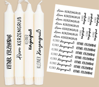 DIN A4 - Tattoofolie - Kleiner Kerzengruß - Verschiedene Schriftarten - für Kerzen / Keramik