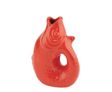Stylische Fisch Vase / Karaffe aus Steingut - Korallrot - 0,2 Liter