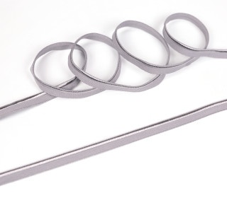 1 Meter elastisches Paspelband/Biesenband - Matt mit Glanzkante - Hellgrau
