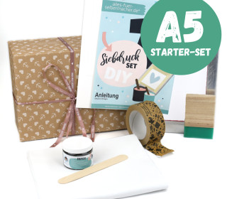 DIY Siebdruck Starter-Set - A5 Rahmen - inkl. Rakel - zum Selbermachen