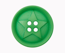 1 Polyesterknopf - 18mm - 4-Loch - Stern - Grün