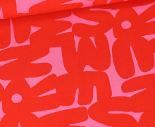 Viskose - Webware - Popeline - Buchstaben - Rosa/Rot