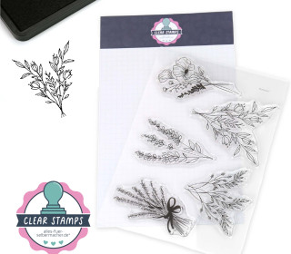 1 Bogen Clear Stamps - Kreative Stempel - Blumen - 5 Motive