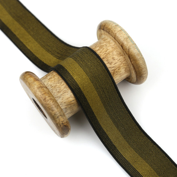 1 Meter Gummiband - Elastic Band - Gestreift - 30mm - Olivgrün