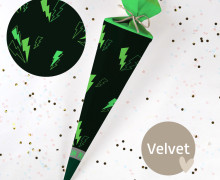 DIY-Nähset Schultüte - Blitze - Grün - Velvet - zum selber Nähen