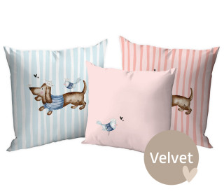 Kissenstoff - DIY - Kissen-Set - Maritimer Dackel - Treeebird  - Velvet - abby and amy