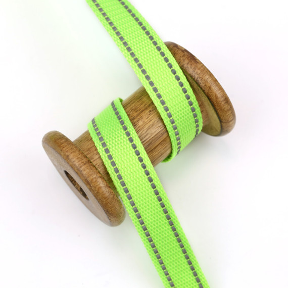 1 Meter Weiches Gurtband  - 20mm - reflektierend - Neongrün