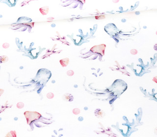 Sommersweat - Sea Animals - Jellyfish - Kombistoff - Weiß - Bio Qualität - abby and me