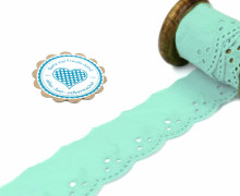 1m Spitzenborte - Bordüre - Stickerei - 40mm - Kreise - Blätter - Mint